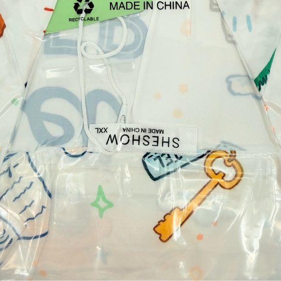 SHESHOW 2XL Pajama Set Long Sleeve Button down satin Travel Print - Picture 5 of 8